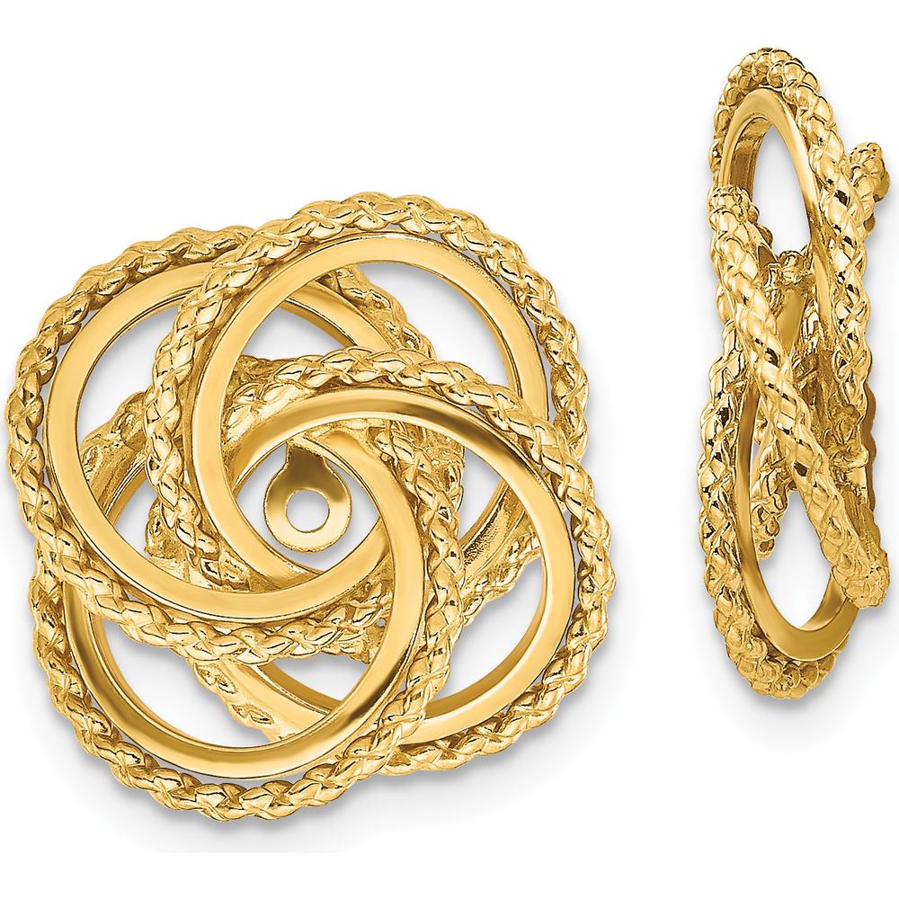 14K Yellow Gold Polished & Twisted Love Knot Earring Jackets by 0