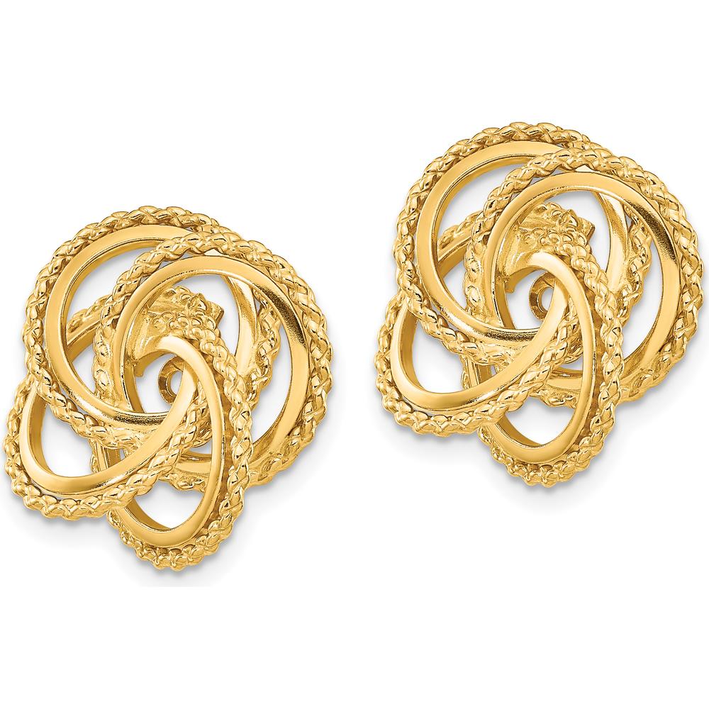 14K Yellow Gold Polished & Twisted Love Knot Earring Jackets by 0