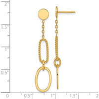 14K Yellow Gold Polished and Twisted Oval Link Drop Earrings - 46mm Length by 0