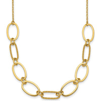 14K Yellow Gold Polished and Twisted Oval Link Necklace with 2" Extender - 9.5mm Width by 0