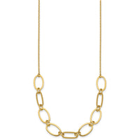 14K Yellow Gold Polished and Twisted Oval Link Necklace with 2" Extender - 9.5mm Width by 0