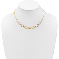 14K Yellow Gold Polished and Twisted Oval Link Necklace with 2" Extender - 9.5mm Width by 0
