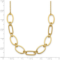 14K Yellow Gold Polished and Twisted Oval Link Necklace with 2" Extender - 9.5mm Width by 0