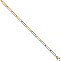 14K Yellow Gold Polished and Twisted Paperclip Link Bracelet - 7.75" Length by 0