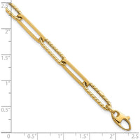 14K Yellow Gold Polished and Twisted Paperclip Link Bracelet - 7.75" Length by 0