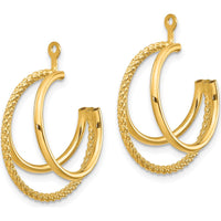 14K Yellow Gold Polished & Twisted Triple Hoop Earring Jackets by 0