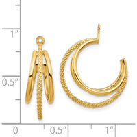 14K Yellow Gold Polished & Twisted Triple Hoop Earring Jackets by 0