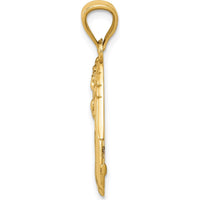 14K Yellow Gold Polished Angel Charm Pendant - 30mm Length by Oro Pregiato