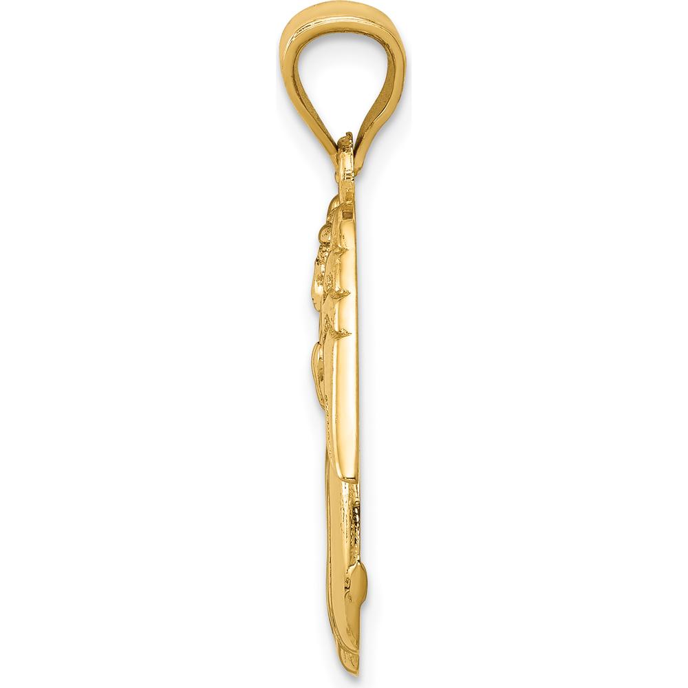 14K Yellow Gold Polished Angel Charm Pendant - 30mm Length by Oro Pregiato