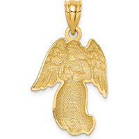 14K Yellow Gold Polished Angel Charm Pendant - 30mm Length by Oro Pregiato