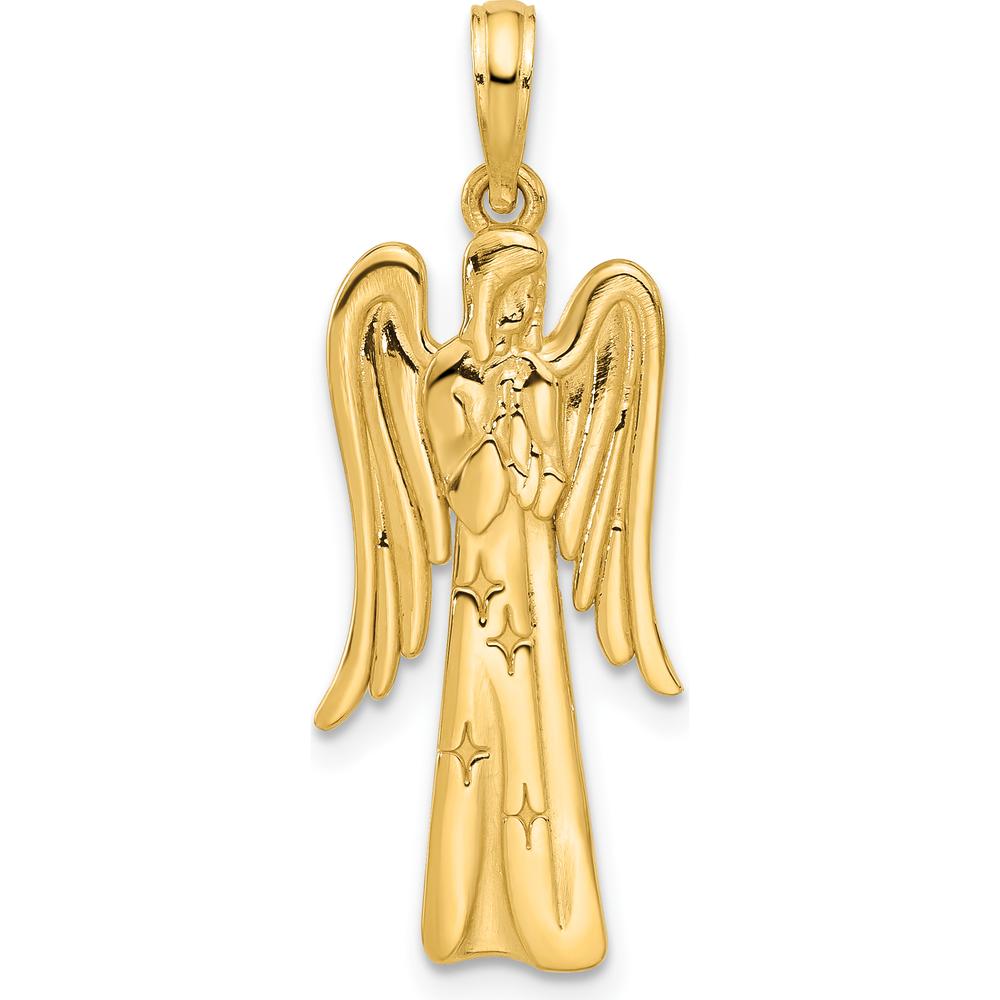 14K Yellow Gold Polished Angel Charm with Star Design - 30.1mm Length by Oro Pregiato