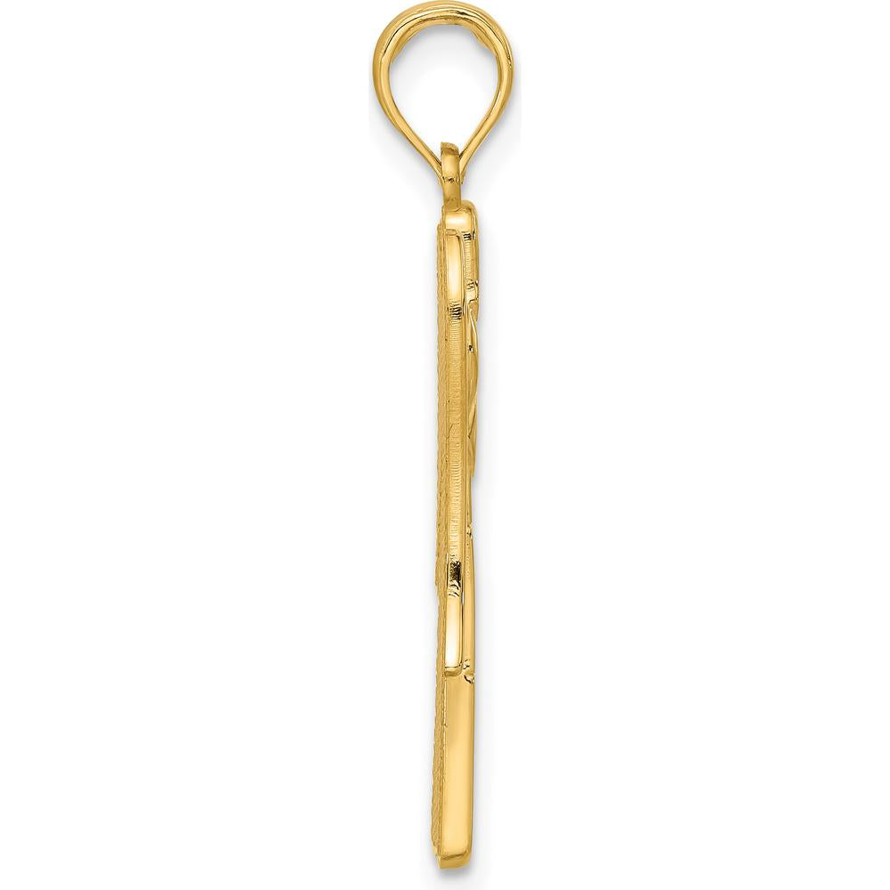 14K Yellow Gold Polished Angel Charm with Star Design - 30.1mm Length by Oro Pregiato