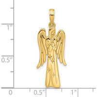 14K Yellow Gold Polished Angel Charm with Star Design - 30.1mm Length by Oro Pregiato