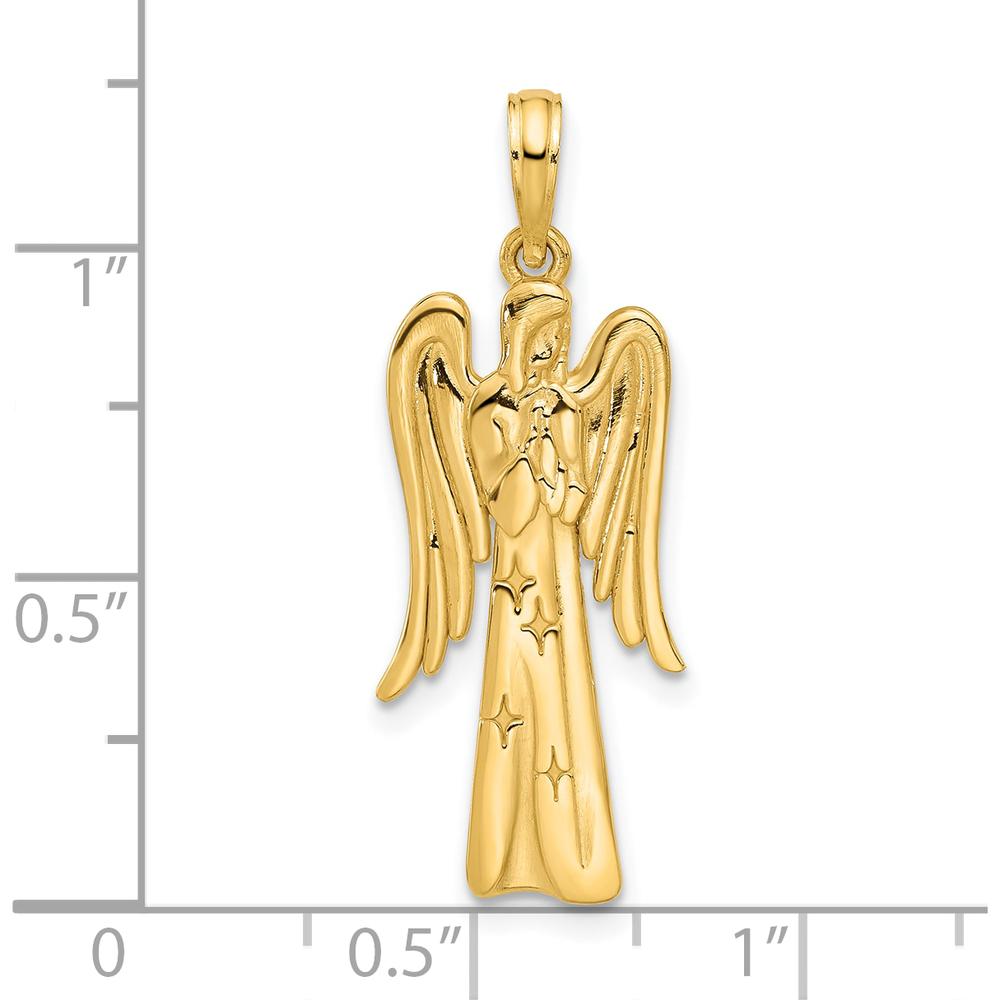 14K Yellow Gold Polished Angel Charm with Star Design - 30.1mm Length by Oro Pregiato