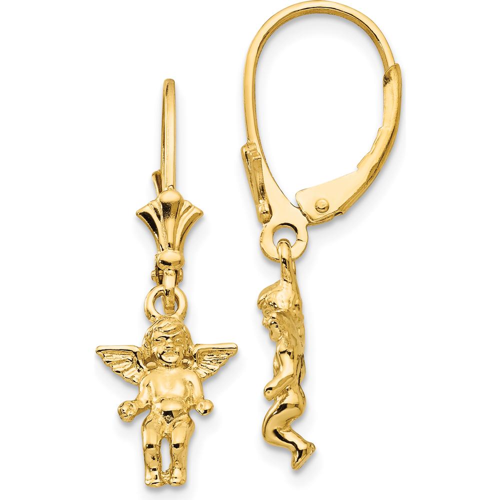 14K Yellow Gold Polished Angel Leverback Drop Earrings by 0