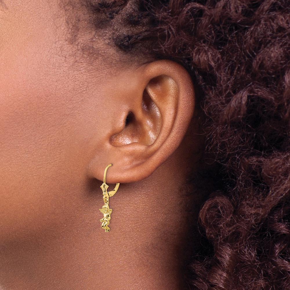 14K Yellow Gold Polished Angel Leverback Drop Earrings by 0