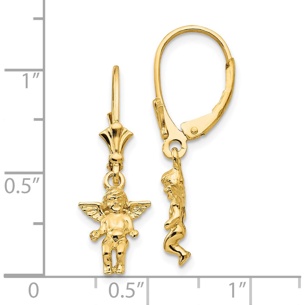 14K Yellow Gold Polished Angel Leverback Drop Earrings by 0