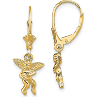 14K Yellow Gold Polished Angel Leverback Drop Earrings by 0