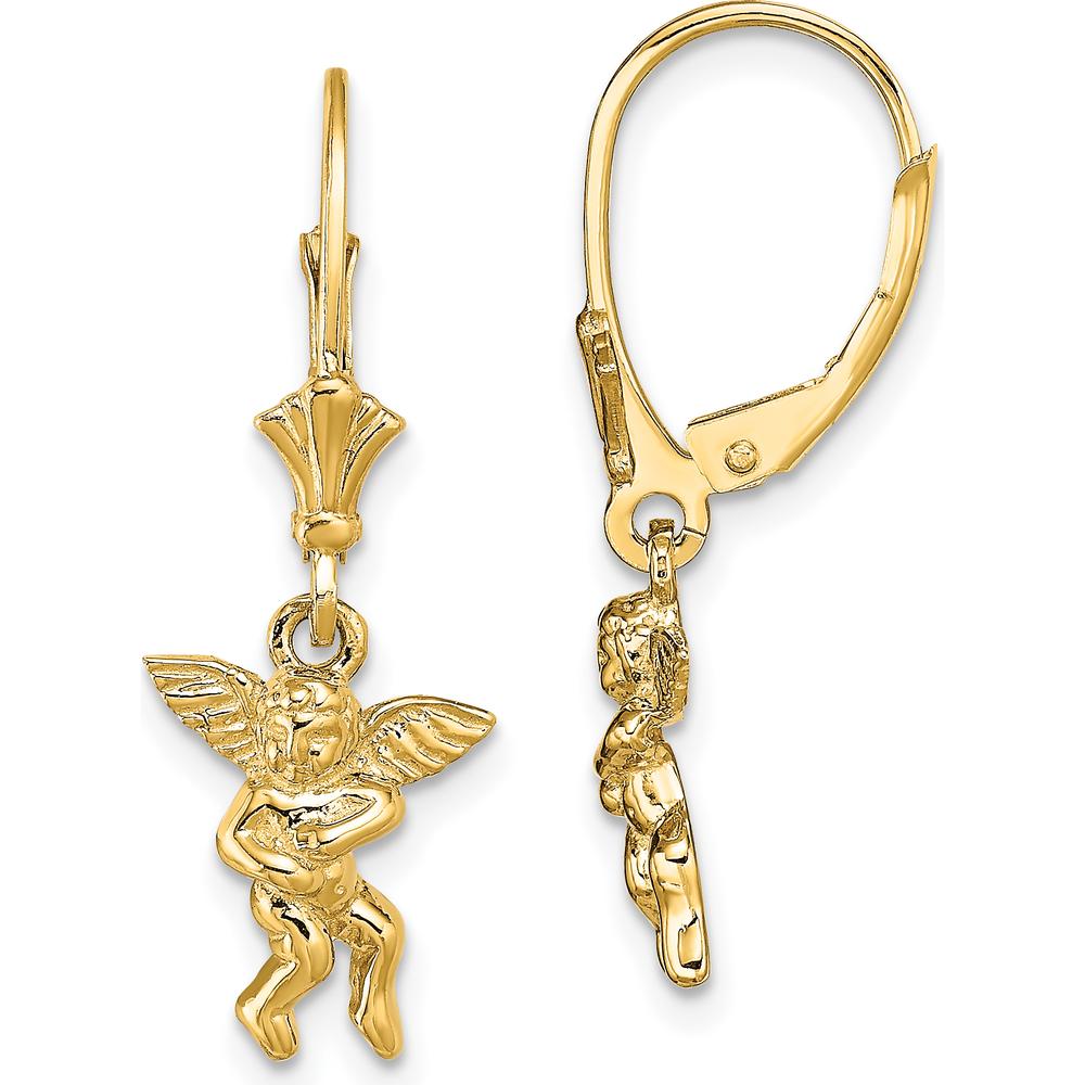 14K Yellow Gold Polished Angel Leverback Drop Earrings by 0