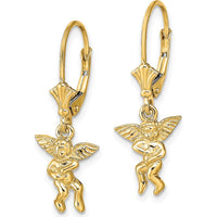 14K Yellow Gold Polished Angel Leverback Drop Earrings by 0