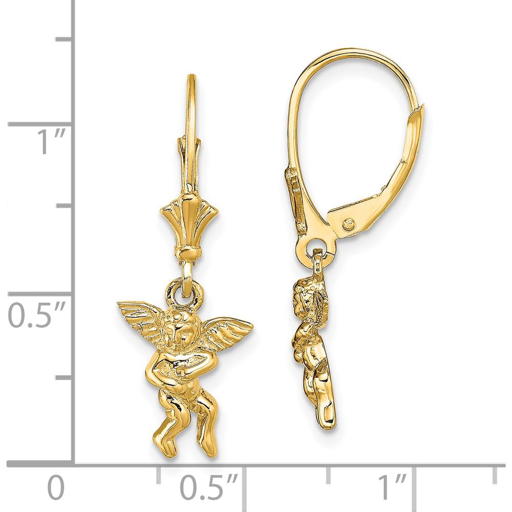 14K Yellow Gold Polished Angel Leverback Drop Earrings by 0