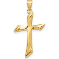 14K Yellow Gold Polished Angled Cross Pendant - Symbol of Faith and Elegance by Oro Pregiato