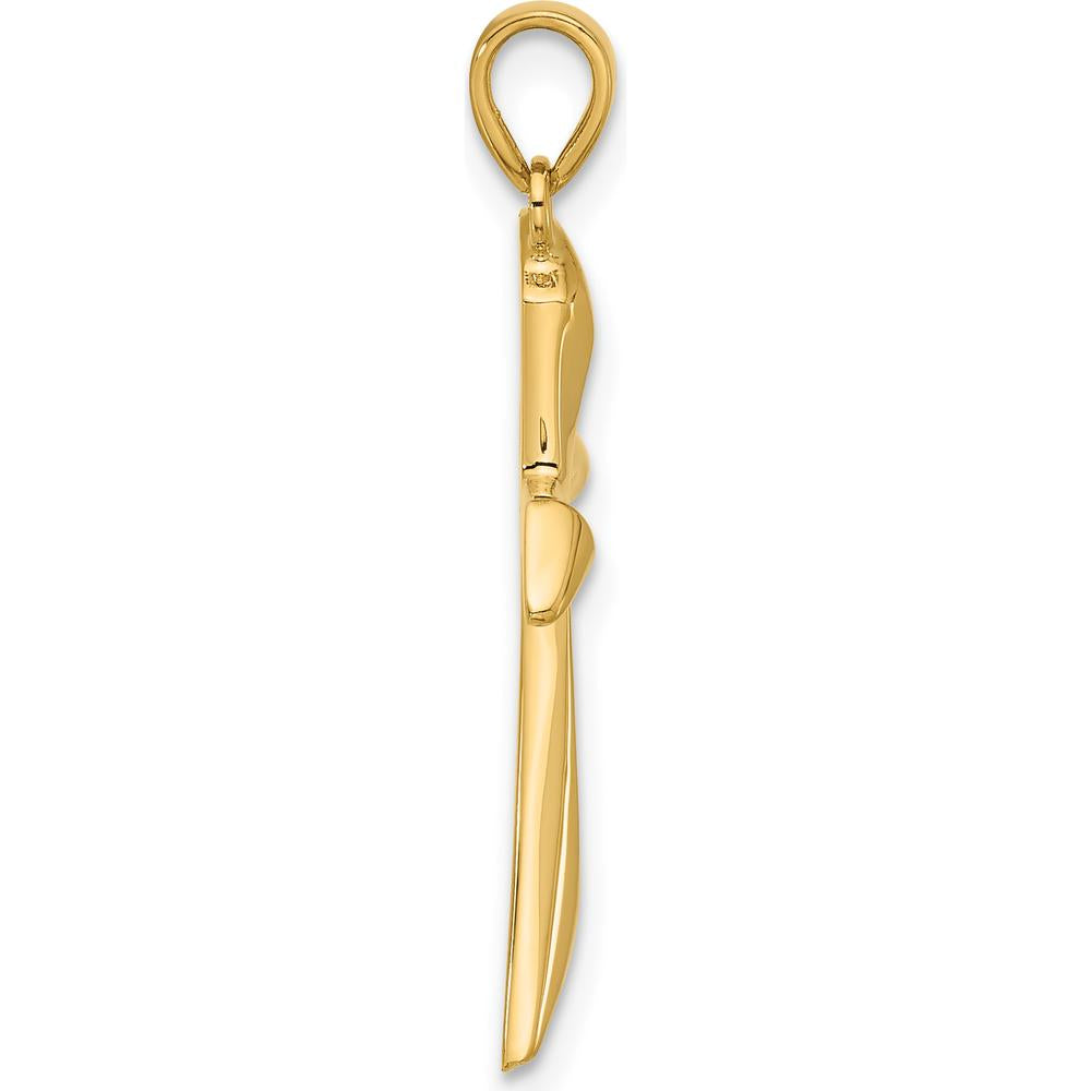 14K Yellow Gold Polished Angled Cross Pendant - Symbol of Faith and Elegance by Oro Pregiato