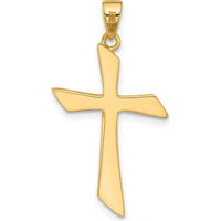 14K Yellow Gold Polished Angled Cross Pendant - Symbol of Faith and Elegance by Oro Pregiato