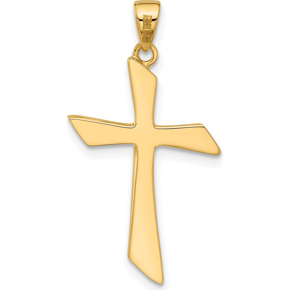 14K Yellow Gold Polished Angled Cross Pendant - Symbol of Faith and Elegance by Oro Pregiato