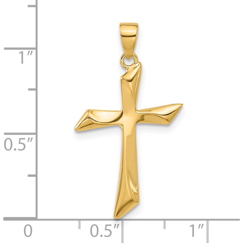 14K Yellow Gold Polished Angled Cross Pendant - Symbol of Faith and Elegance by Oro Pregiato