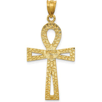 14K Yellow Gold Polished Ankh Cross Charm Pendant by Oro Pregiato