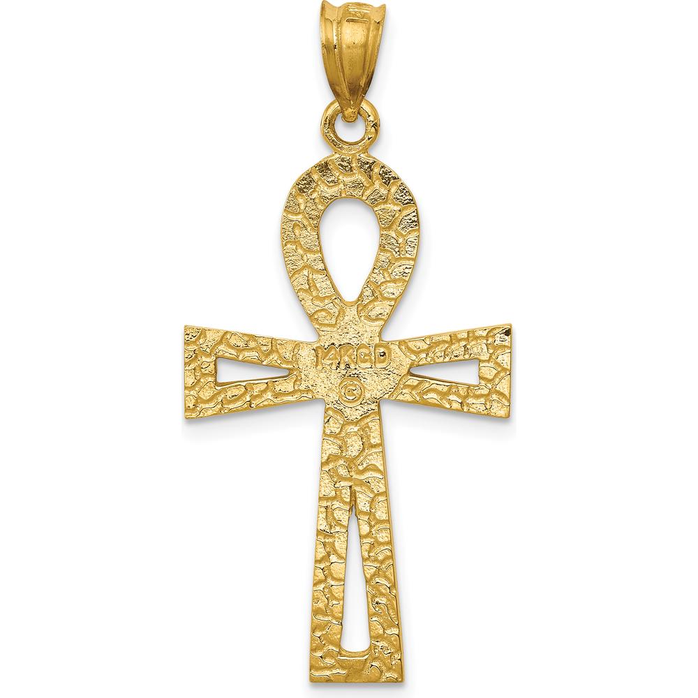 14K Yellow Gold Polished Ankh Cross Charm Pendant by Oro Pregiato