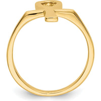 14K Yellow Gold Polished Ankh Egyptian Cross Ring, Symbolic Design, Size 4-8 by 0