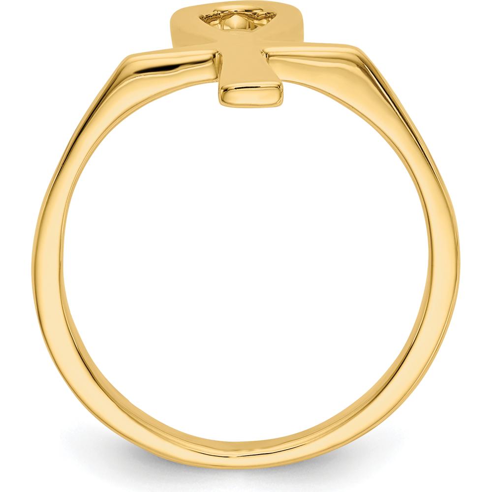 14K Yellow Gold Polished Ankh Egyptian Cross Ring, Symbolic Design, Size 4-8 by 0