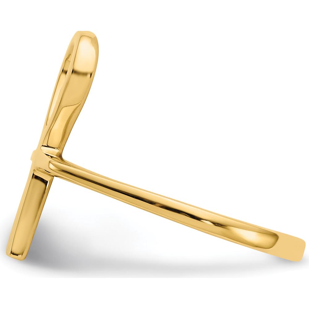 14K Yellow Gold Polished Ankh Egyptian Cross Ring, Symbolic Design, Size 4-8 by 0