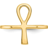 14K Yellow Gold Polished Ankh Egyptian Cross Ring, Symbolic Design, Size 4-8 by 0