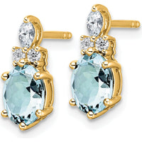 14K Yellow Gold Polished Aquamarine and Diamond Twisted Drop Earrings - 0.12 Carat Total Aquamarine Weight, 0.068 Carat Total Diamond Weight by Oro Pregiato