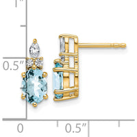 14K Yellow Gold Polished Aquamarine and Diamond Twisted Drop Earrings - 0.12 Carat Total Aquamarine Weight, 0.068 Carat Total Diamond Weight by Oro Pregiato