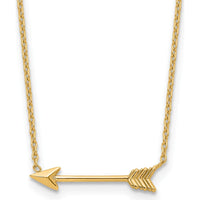 14K Yellow Gold Polished Arrow Pendant Necklace on 17" Curb Chain by 0