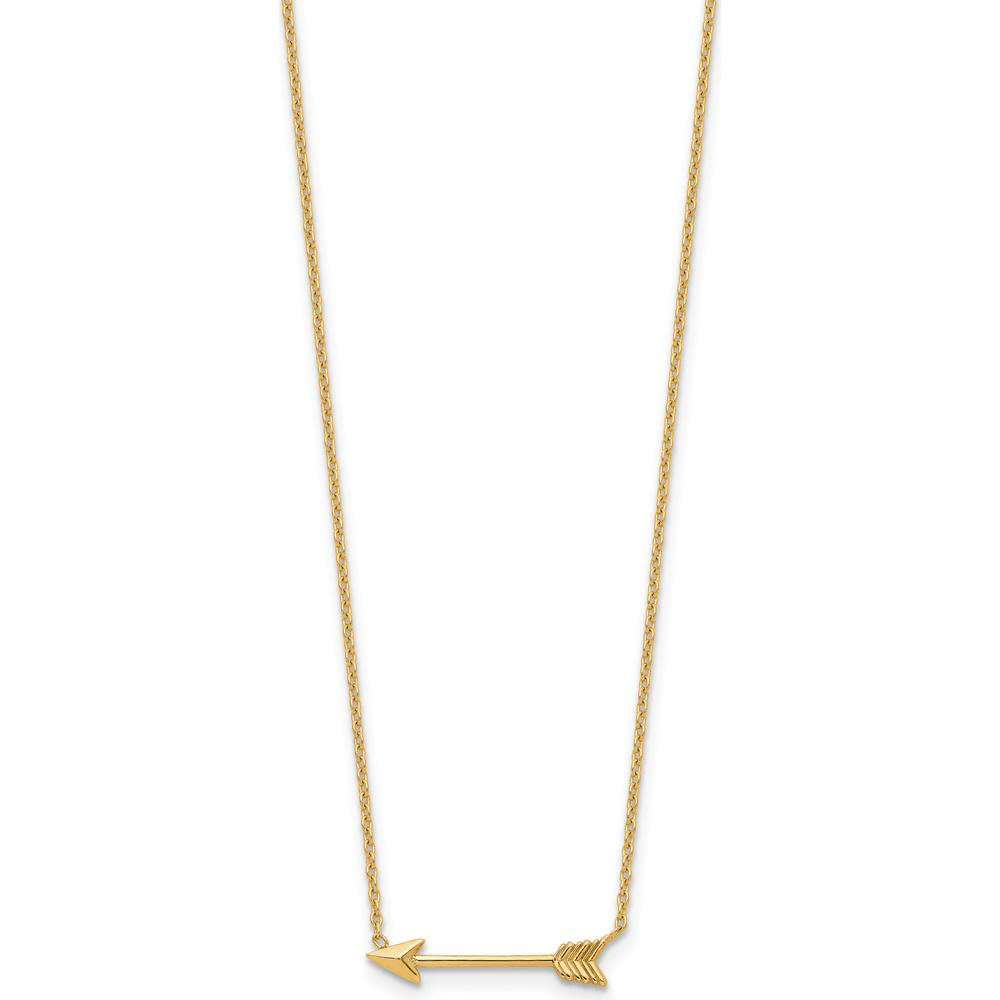 14K Yellow Gold Polished Arrow Pendant Necklace on 17" Curb Chain by 0