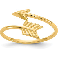 14K Yellow Gold Polished Arrow Ring - Contemporary Themed Design by Oro Pregiato