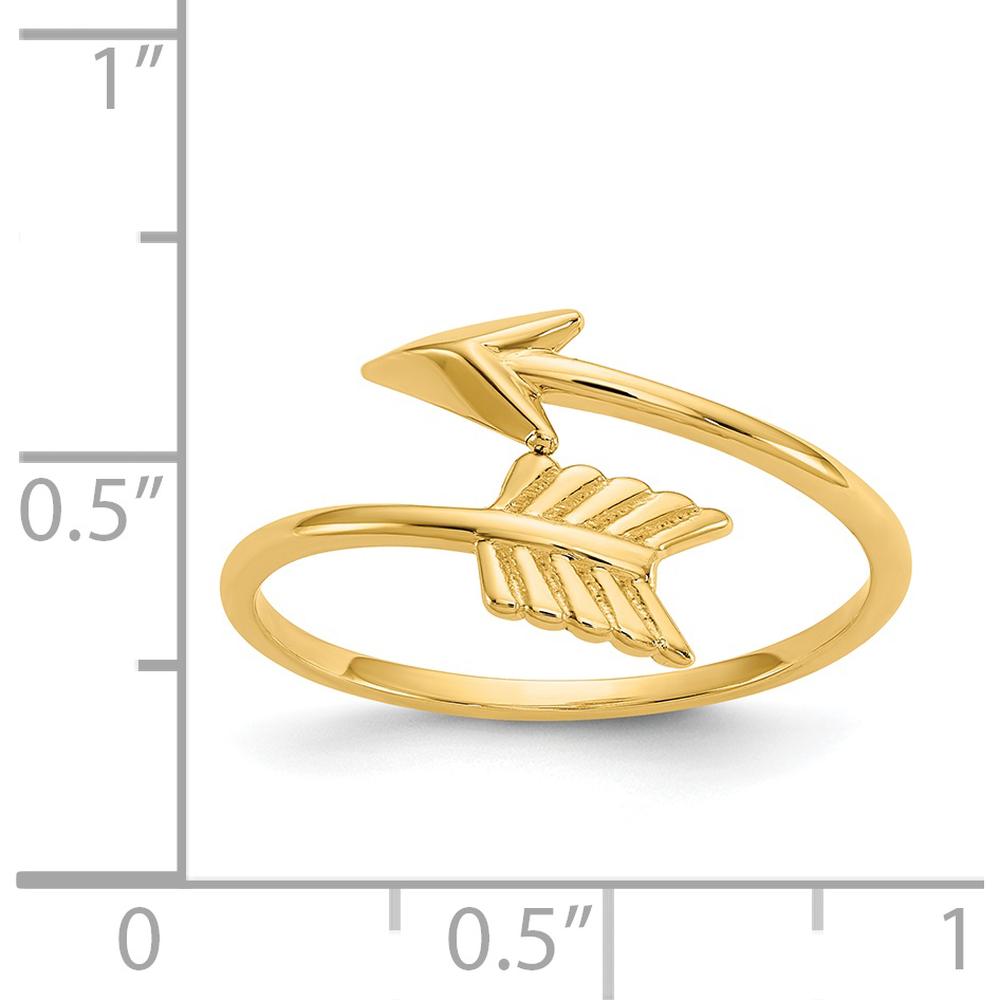 14K Yellow Gold Polished Arrow Ring - Contemporary Themed Design by Oro Pregiato
