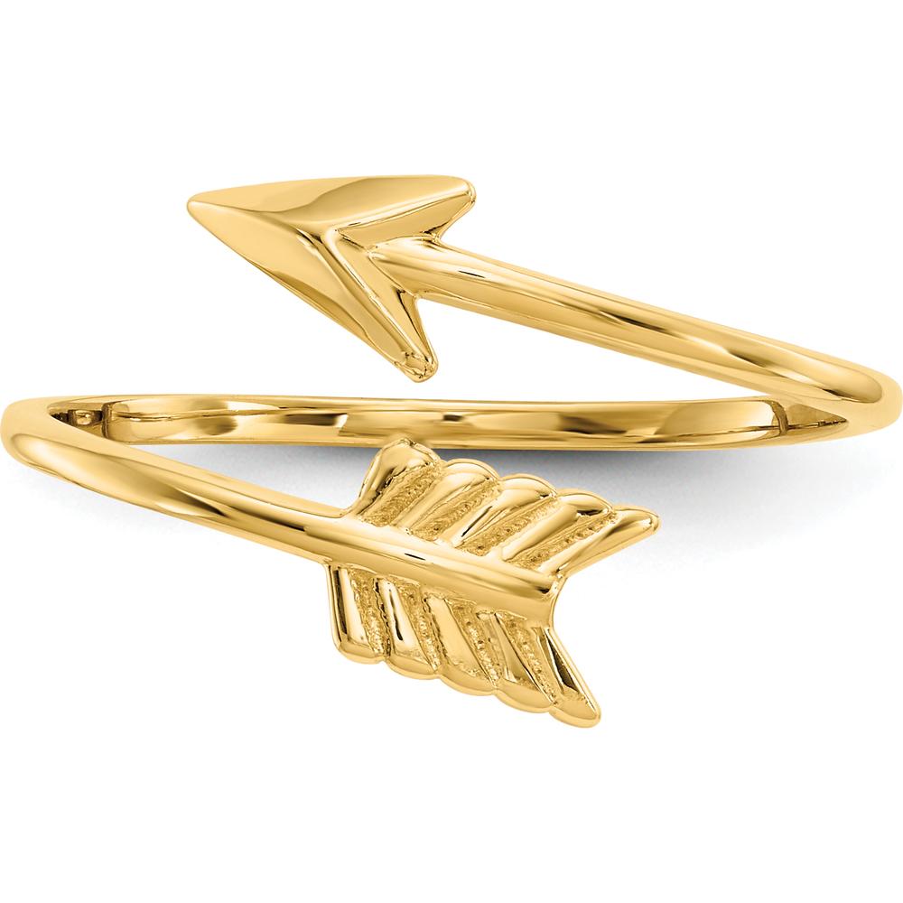 14K Yellow Gold Polished Arrow Ring - Contemporary Themed Design by Oro Pregiato