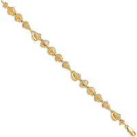 14K Yellow Gold Polished Assorted Sea Shells 7.25" Bracelet with Textured Gold Stations by Oro Pregiato