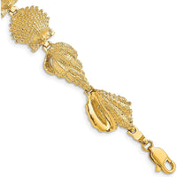 14K Yellow Gold Polished Assorted Sea Shells Bracelet - 7.25" by Oro Pregiato