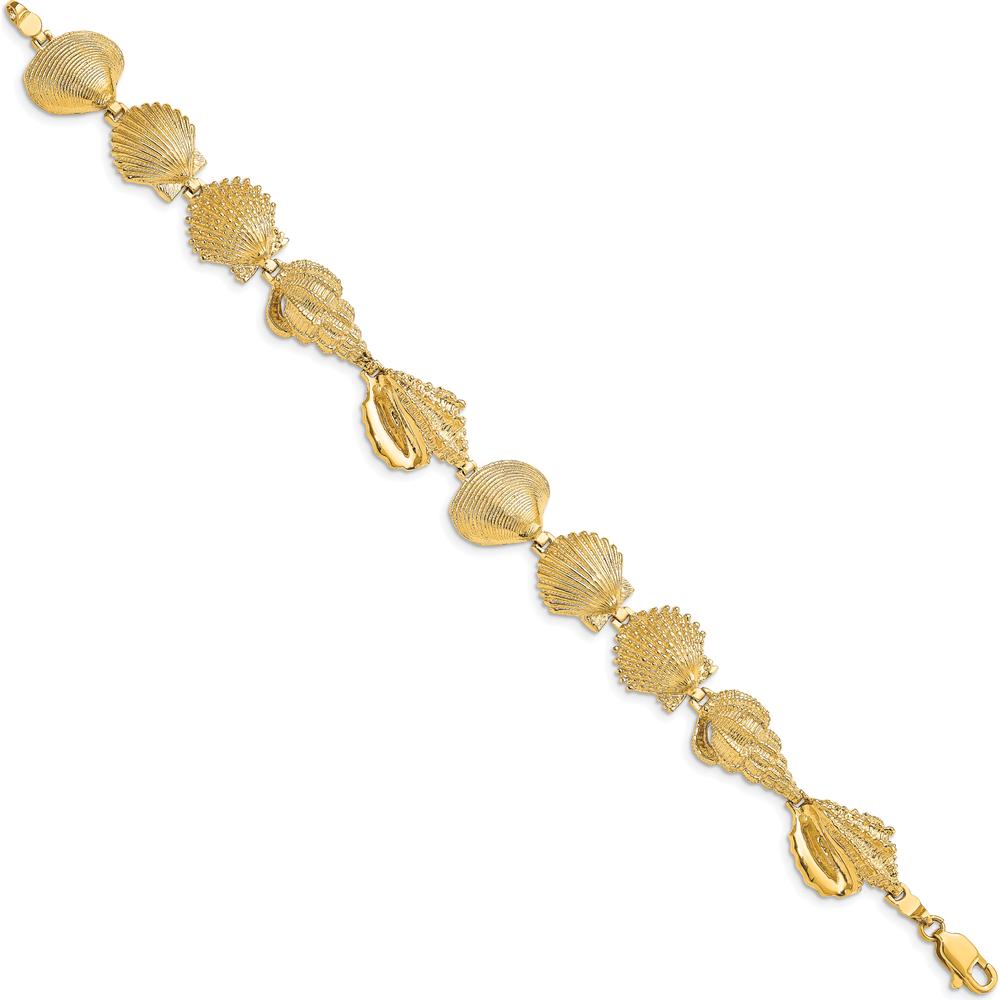 14K Yellow Gold Polished Assorted Sea Shells Bracelet - 7.25" by Oro Pregiato