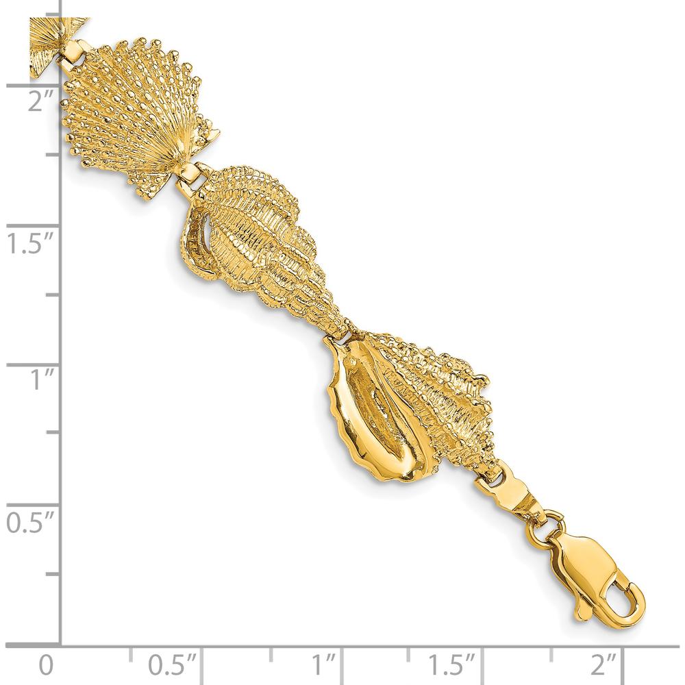 14K Yellow Gold Polished Assorted Sea Shells Bracelet - 7.25" by Oro Pregiato