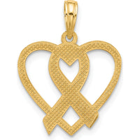 14K Yellow Gold Polished Awareness Ribbon Heart Pendant - Meaningful Symbol of Strength and Love by Oro Pregiato