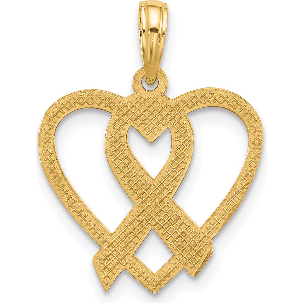 14K Yellow Gold Polished Awareness Ribbon Heart Pendant - Meaningful Symbol of Strength and Love by Oro Pregiato