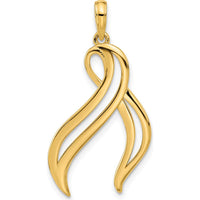 14K Yellow Gold Polished Awareness Ribbon Pendant - 33mm Long by Oro Pregiato